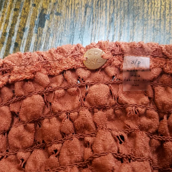 NWT/ Free People/ Adele peplum lace deep v top/ pumpkin - Picture 5 of 10